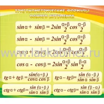 Тригонометрические формулы, 0,9х0,8