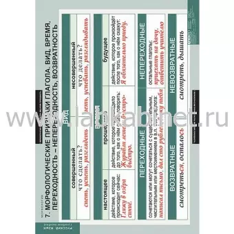 Русский язык. Морфология, 15 таблиц