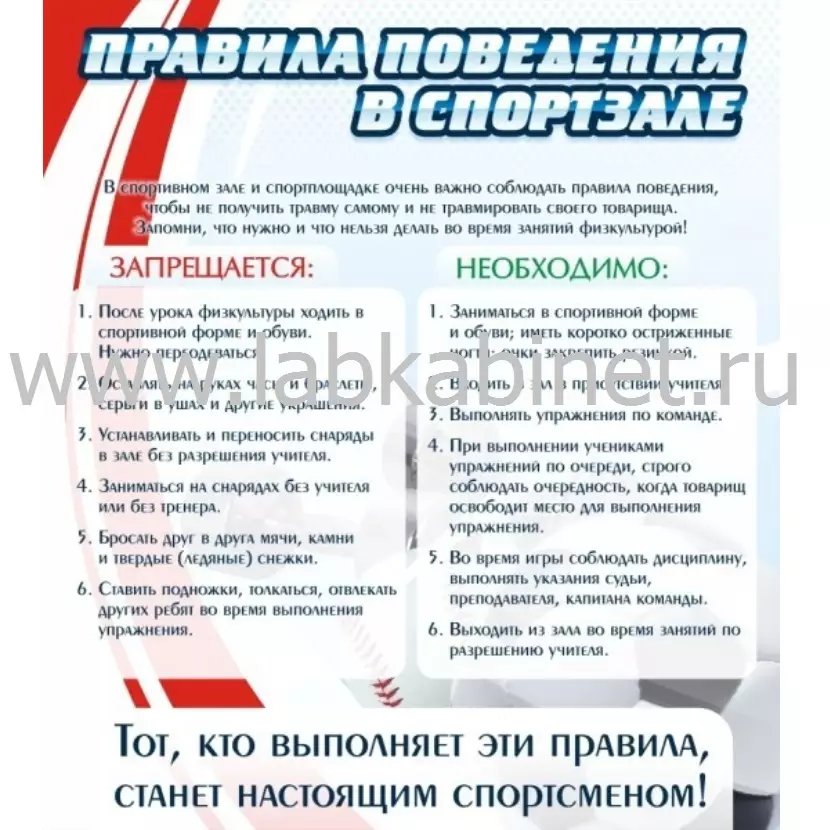 Правила поведения в спортзале №2, 0,8х0,9