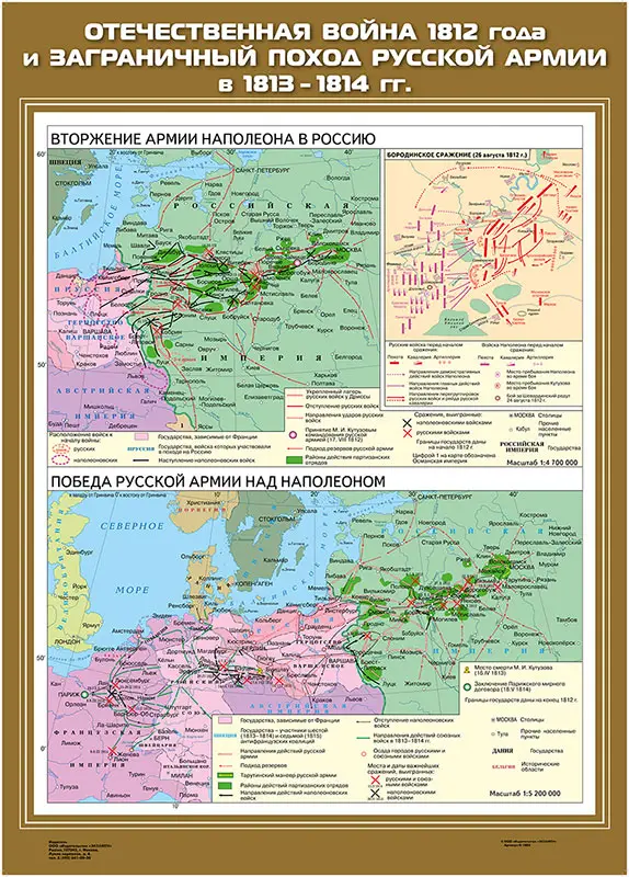 Отечественная война 1812 г. и заграничный поход русской армии в 1813 - 1814 гг. (Вторжение армии Наполеона в Россию / Победа русской армии над Наполеоном), 70х100