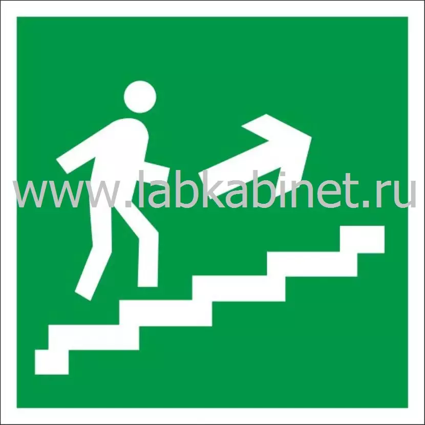 Е-15 Направление к эвакуационному выходу по лестнице вверх, 0,15х0,15