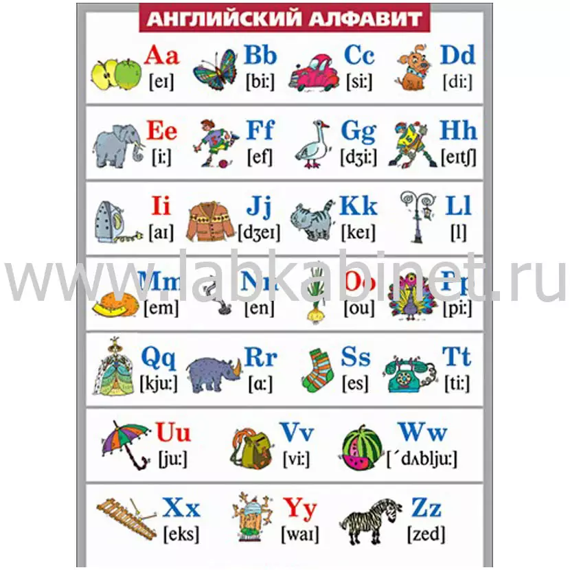 Английский алфавит в картинках (винил), 100х140см