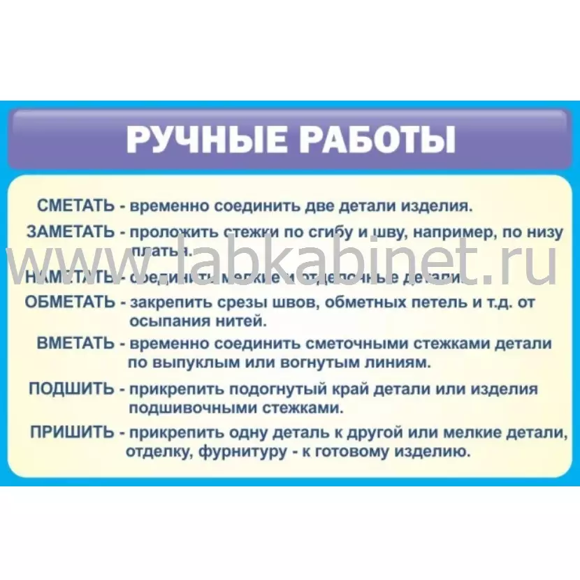 Плакат «Ручные работы» 90×60 см для занятий по технологии