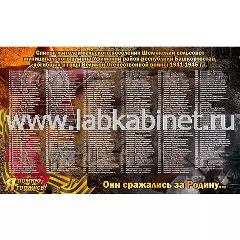 Стенд «Они сражались за Родину», размер 1,8×1,1 м