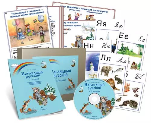 Наглядный русский. 1-2 классы  (СD-диск + демонстрационный материал (55 постеров)                           