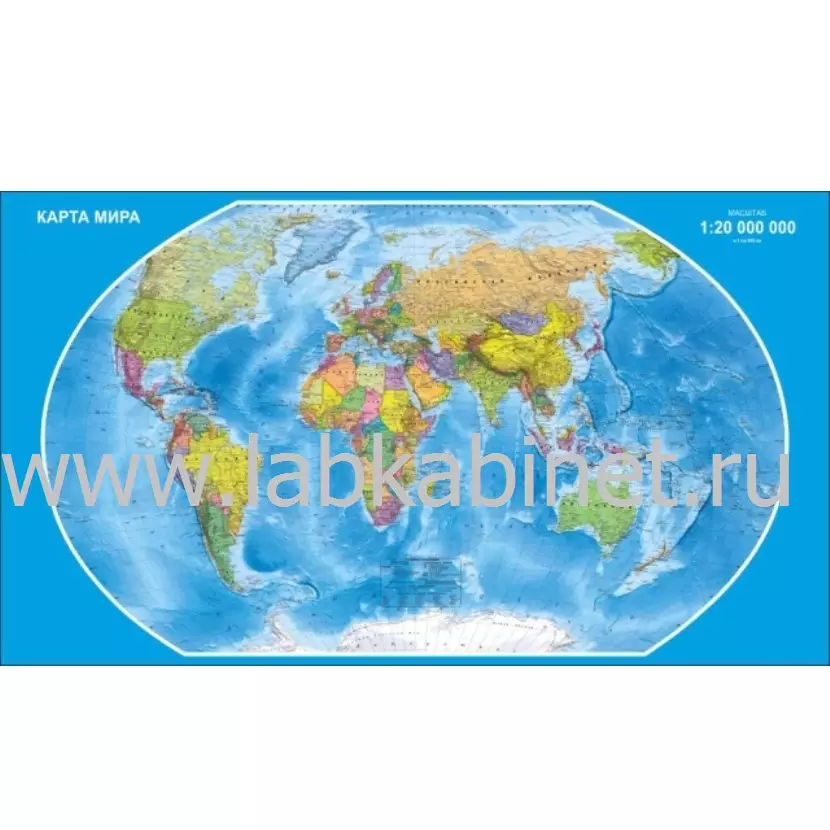 Карта мира для изучения географии, размер 140 × 80 см