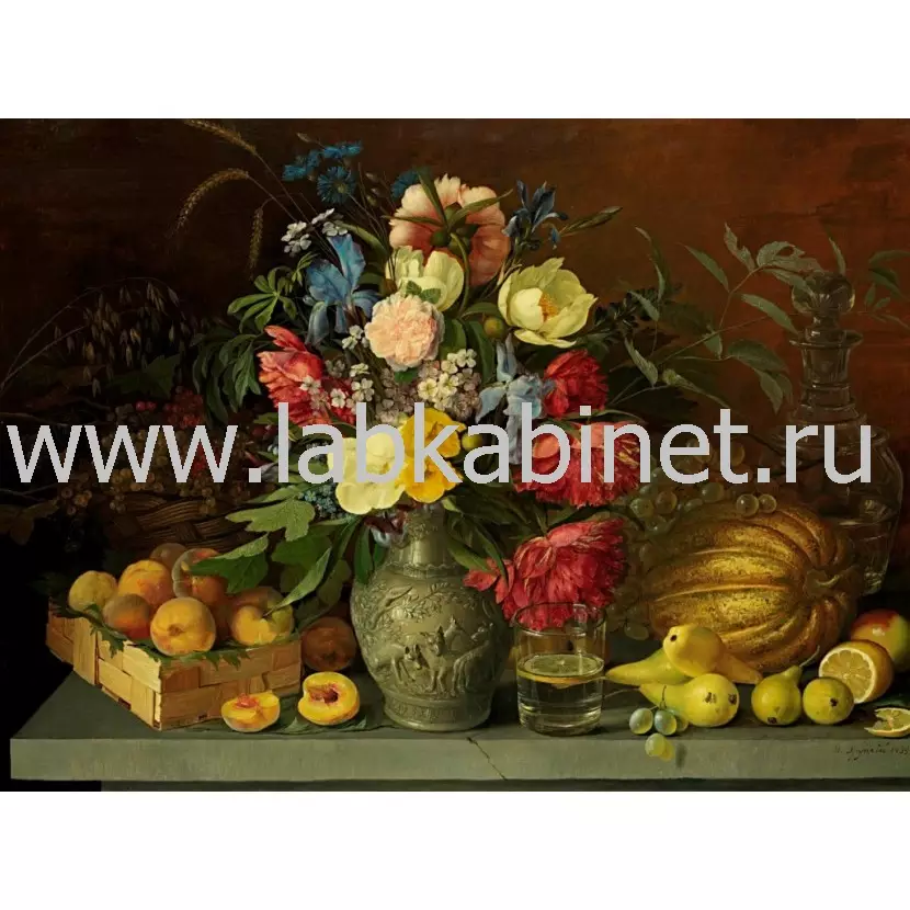 Репродукция картины И. Хруцкого «Цветы» 50×70 см для кабинета изобразительного искусства