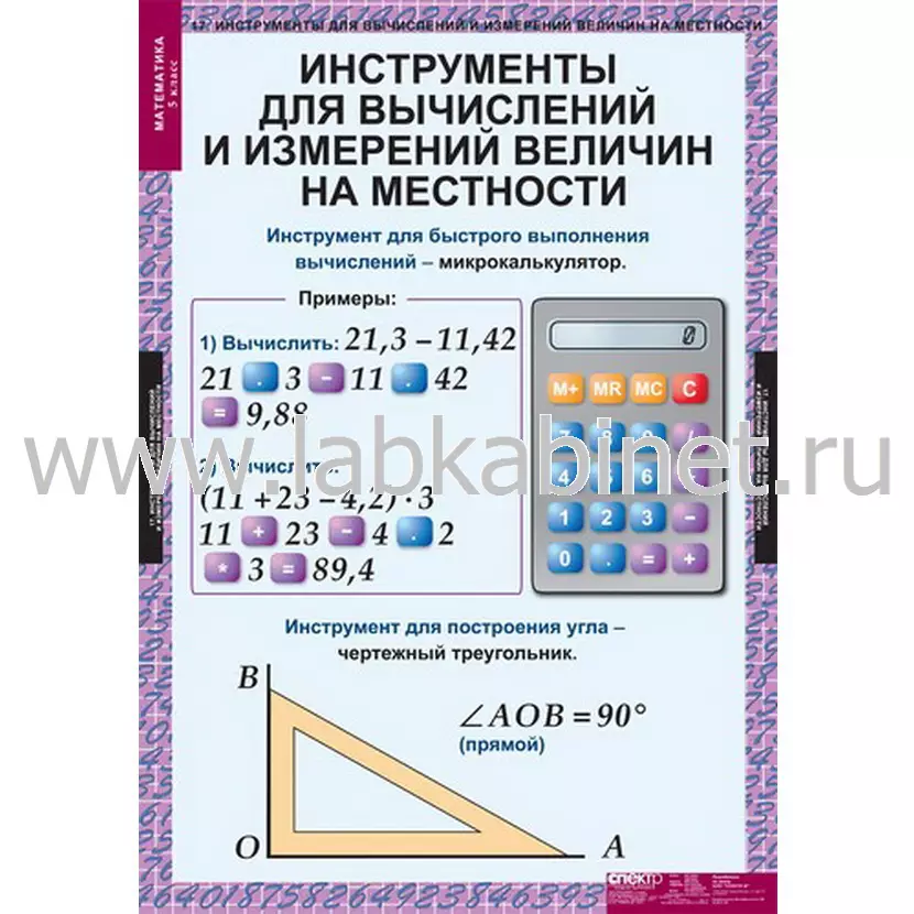 Таблицы «Математика» для 5 класса, комплект из 18 таблиц
