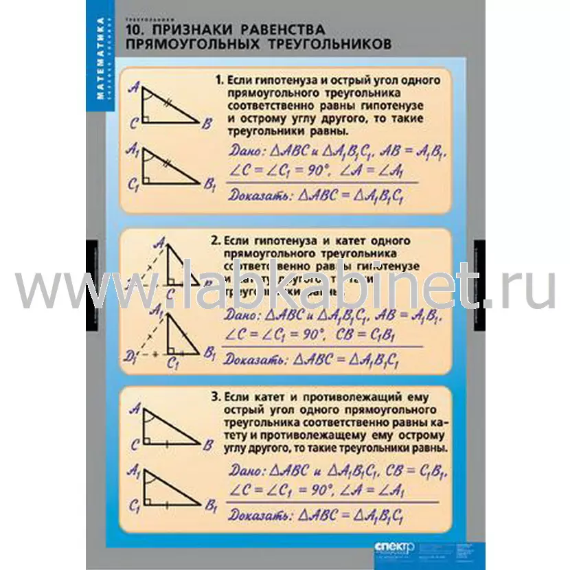 Комплект таблиц «Треугольники» — 14 таблиц по математике