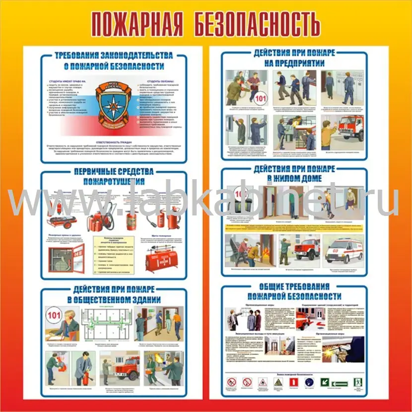 Плакат «Пожарная безопасность» размером 3 × 1 м для образовательных учреждений