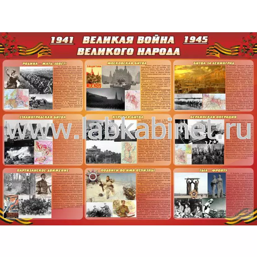 Стенд «Великая война великого народа» размером 1,6x1,2 м