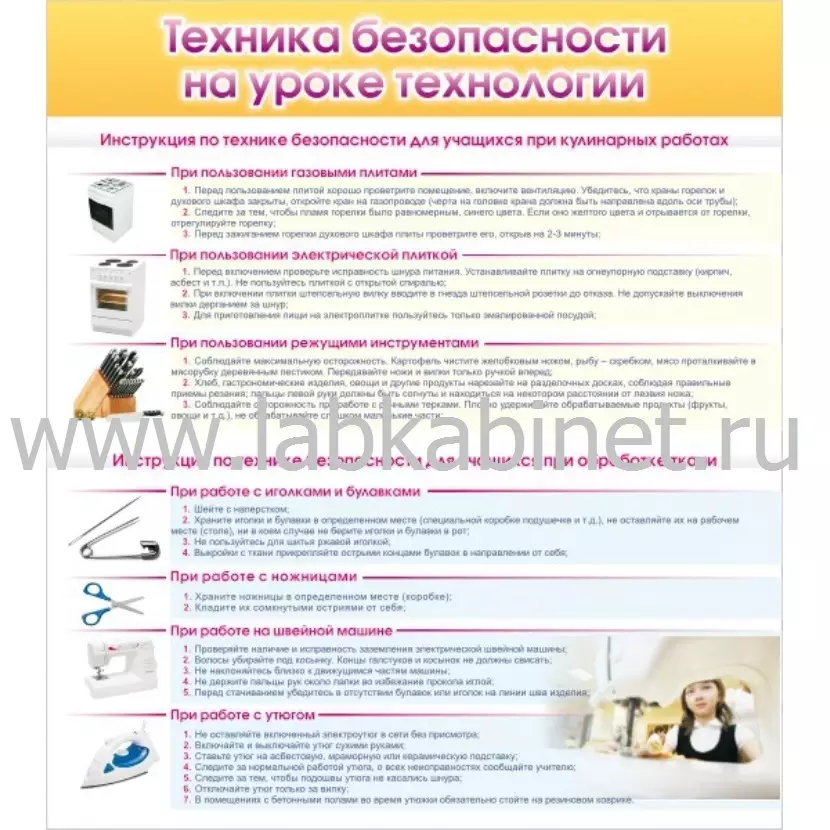 Техника безопасности на уроке технологии, 0,8х0,9