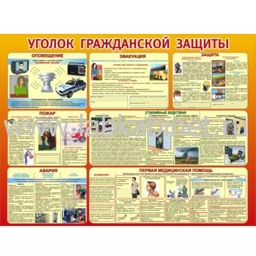 Уголок гражданской защиты 1,2×0,9 м информационный