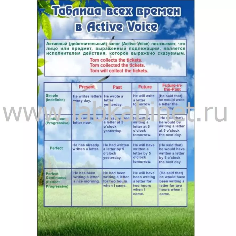 Таблица «Все времена» для изучения времён — размер 0,6 × 0,9 м