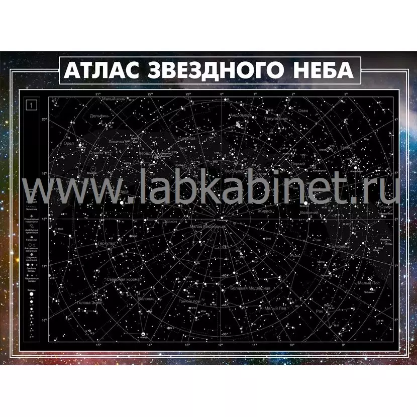 Атлас звездного неба размером 1х0,75 м для кабинета астрономии