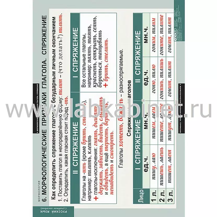 Комплект учебных таблиц «Русский язык. Морфология» — 15 таблиц