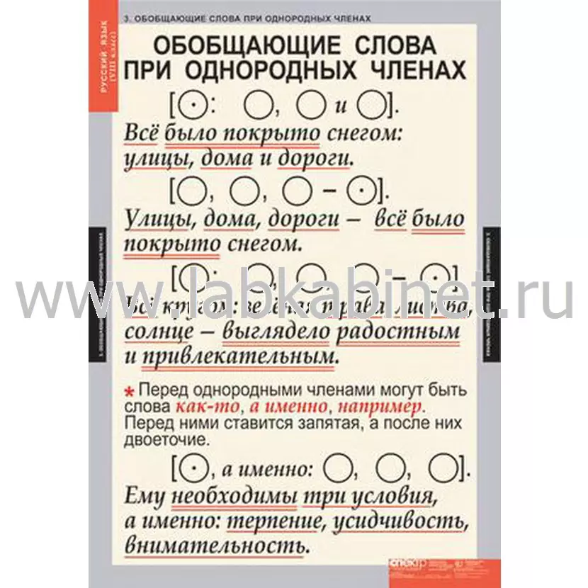 Таблицы «Русский язык» для 8 класса, комплект из 7 таблиц