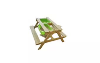 Стол для игр с песком и водой со скамейками и грифельной поверхностью