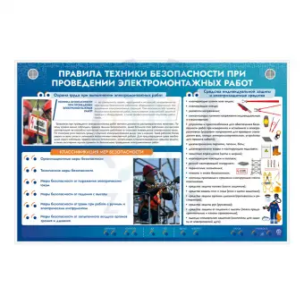 Стенд «Правила техники безопасности при проведении электромонтажных работ»