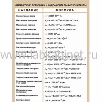 Физические величины и фундаментальные константы (винил)  100х140 см