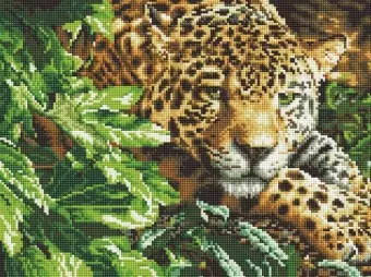 Алмазная   мозаика EF 219 Зеленоглазый леопард 30*40